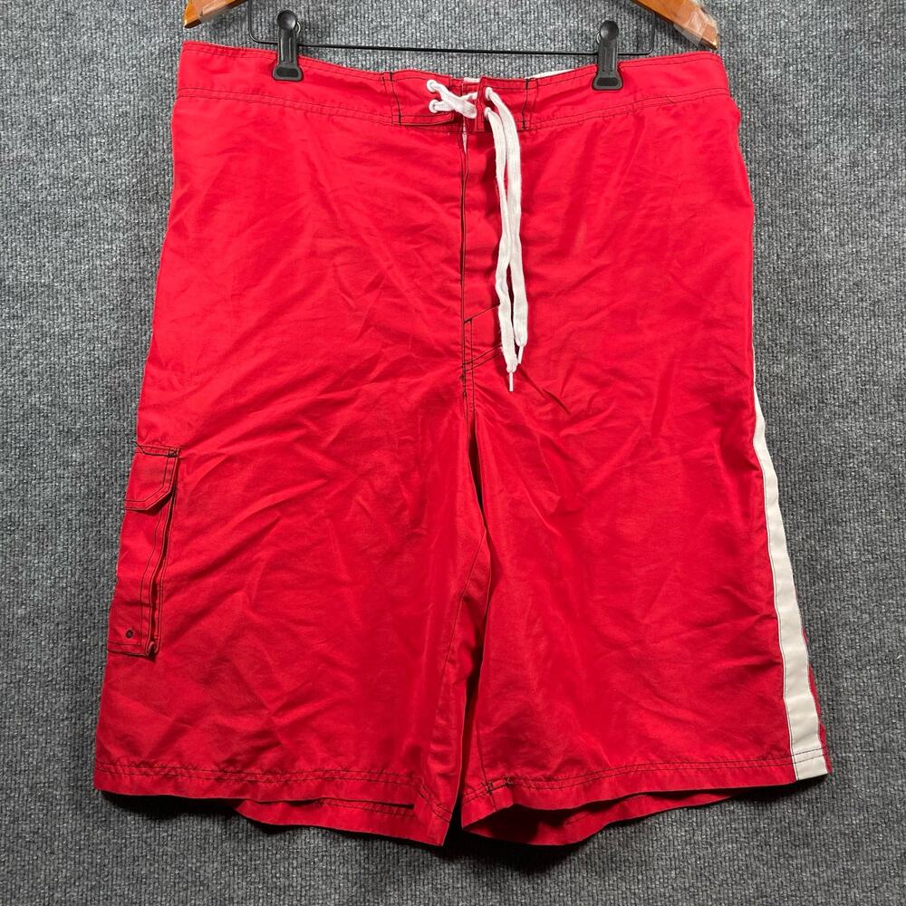 GIII MLB Swim Shorts Men's XXL Red Cincinnati Reds Mesh Lined Draw String